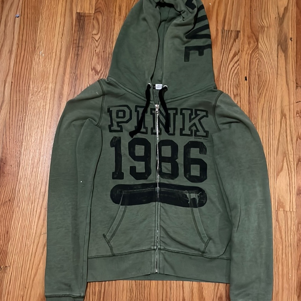 olive green PINK sweatshirt
